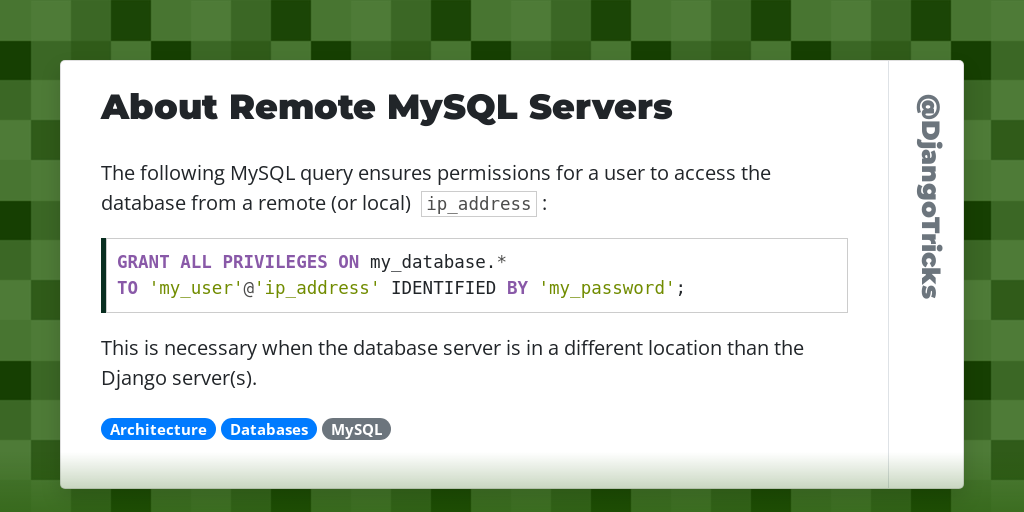 About Remote MySQL Servers