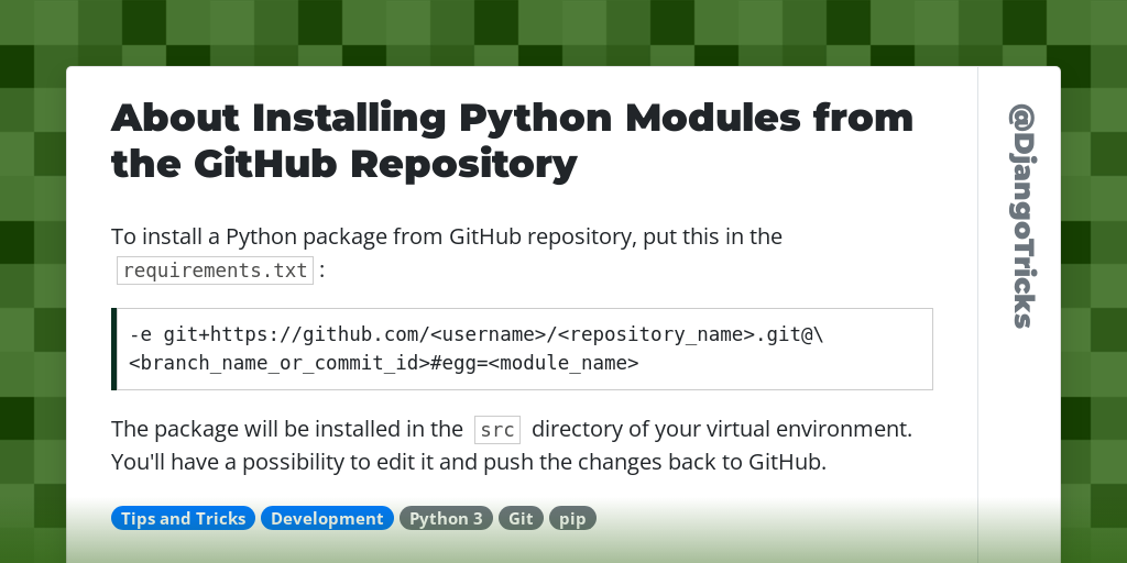 About Installing Python Modules from the GitHub Repository