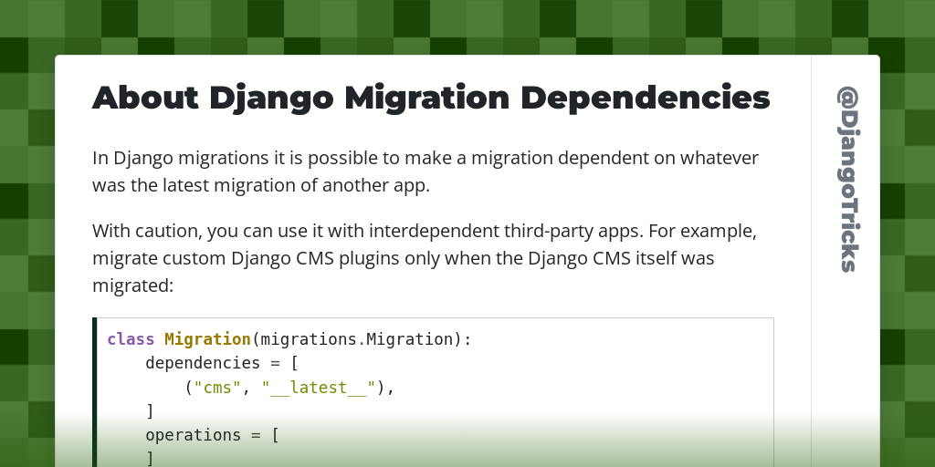 About Django Migration Dependencies