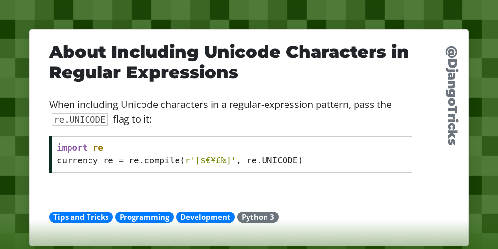 About Including Unicode Characters in Regular Expressions