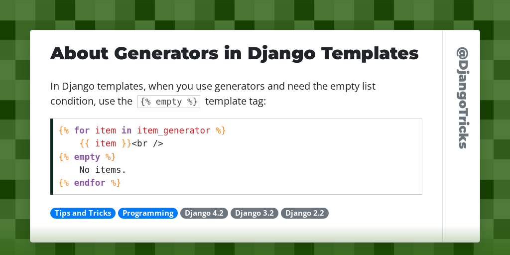 About Generators in Django Templates