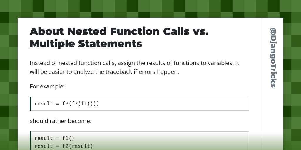 About Nested Function Calls vs. Multiple Statements