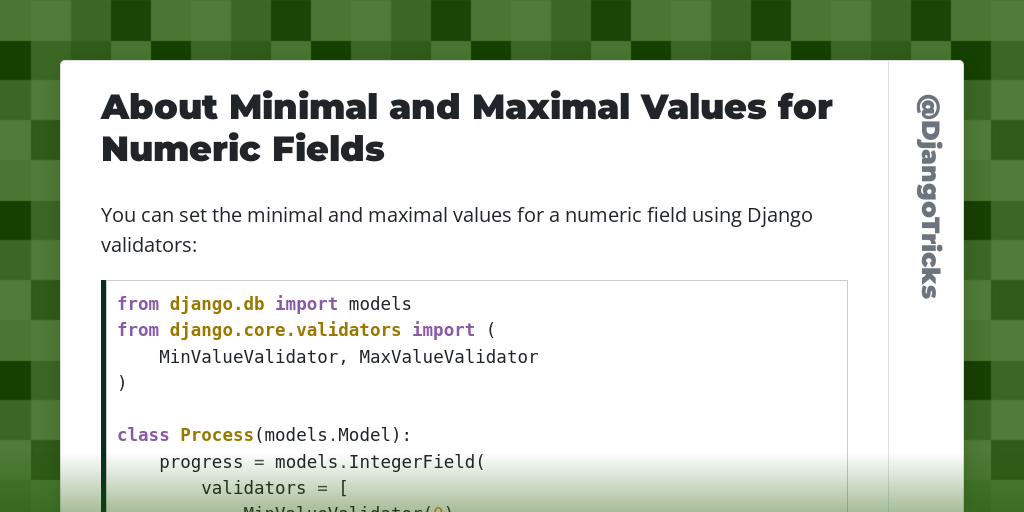 About Minimal and Maximal Values for Numeric Fields