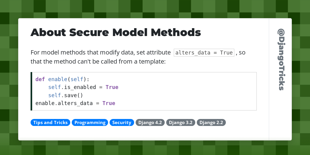 About Secure Model Methods