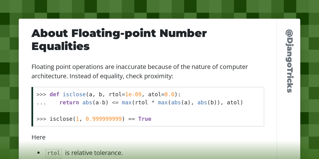 About Floating-point Number Equalities