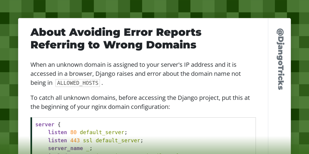 About Avoiding Error Reports Referring to Wrong Domains