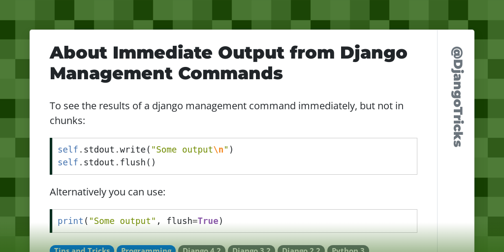 About Immediate Output from Django Management Commands