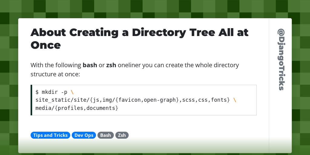 About Creating a Directory Tree All at Once