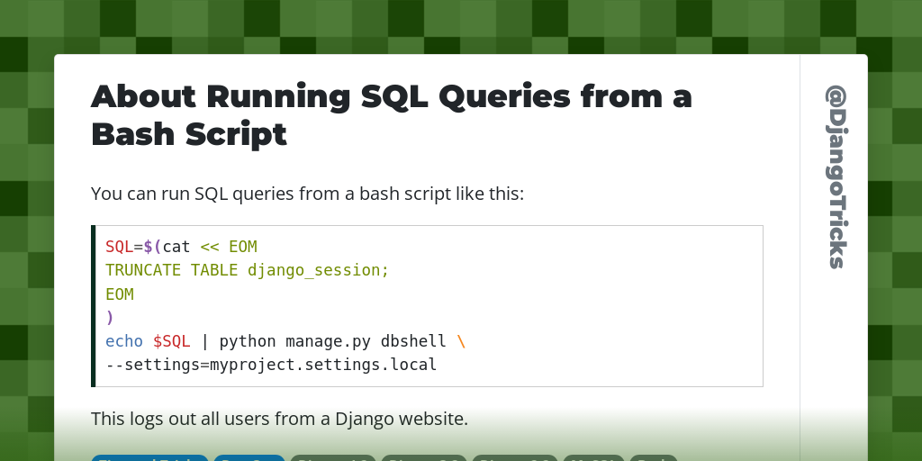 About Running SQL Queries from a Bash Script