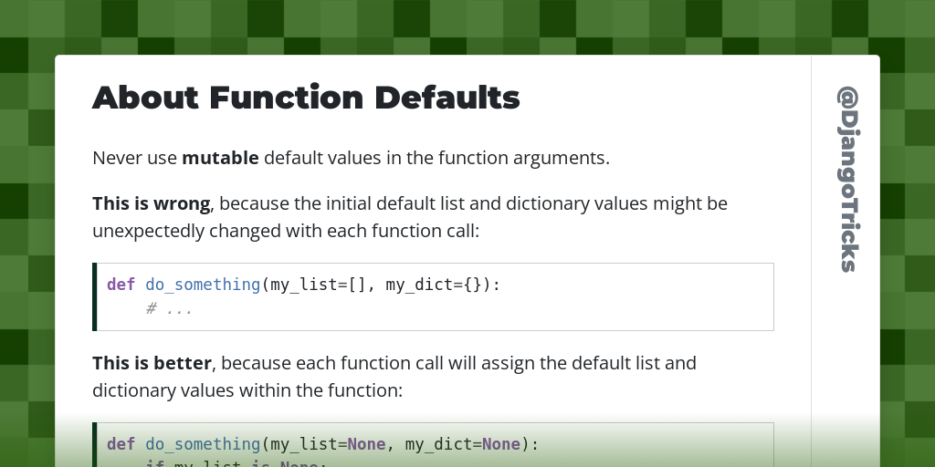 About Function Defaults