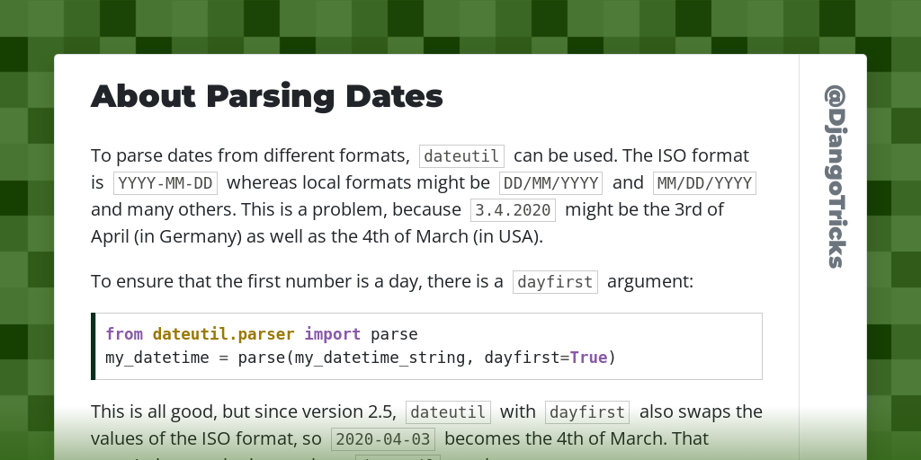 About Parsing Dates