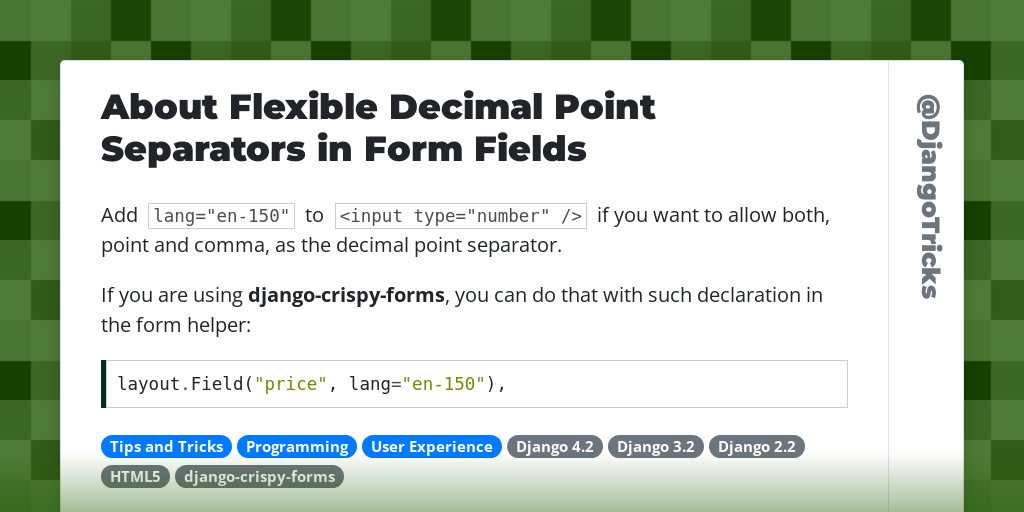 About Flexible Decimal Point Separators in Form Fields