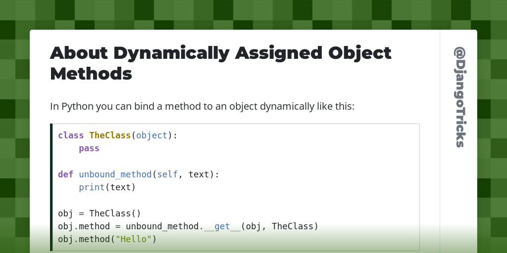 About Dynamically Assigned Object Methods