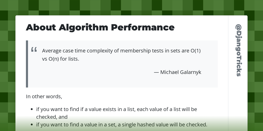 About Algorithm Performance