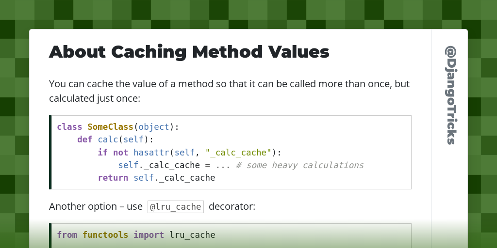 About Caching Method Values