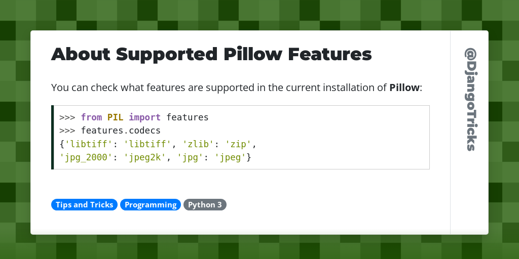 About Supported Pillow Features