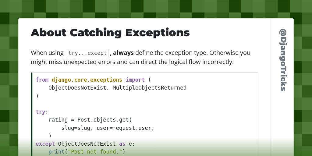 About Catching Exceptions