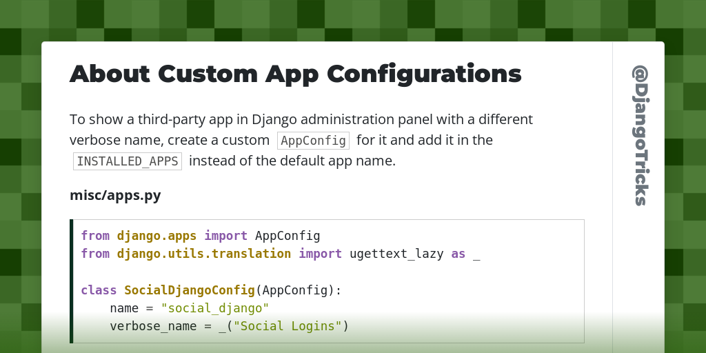 About Custom App Configurations