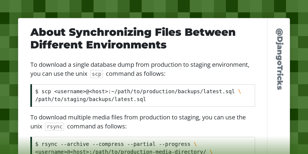 About Synchronizing Files Between Different Environments