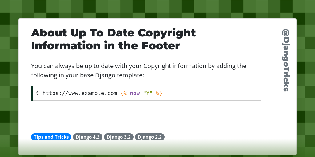 About Up To Date Copyright Information in the Footer