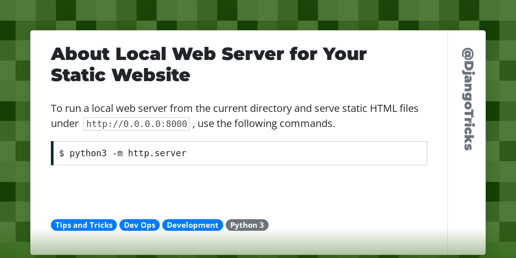 About Local Web Server for Your Static Website