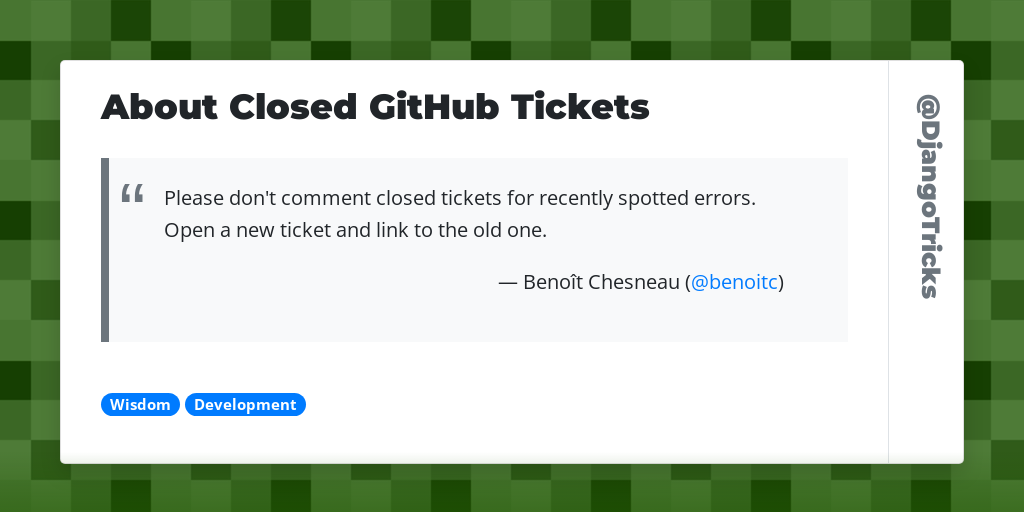 About Closed GitHub Tickets