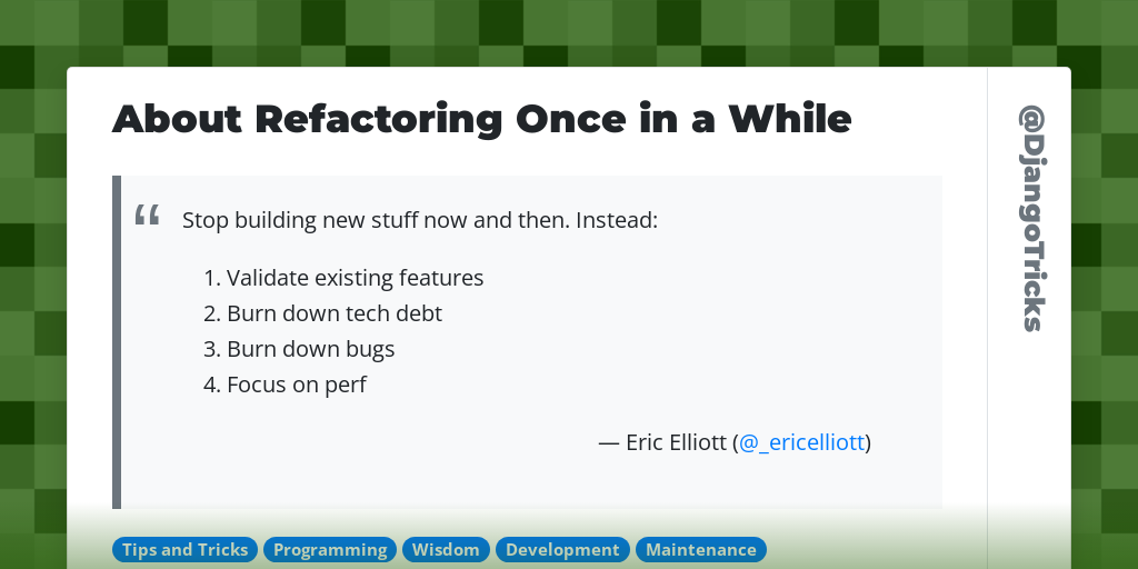 About Refactoring Once in a While