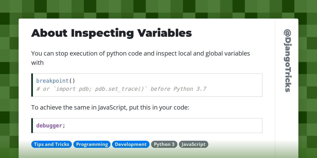 About Inspecting Variables