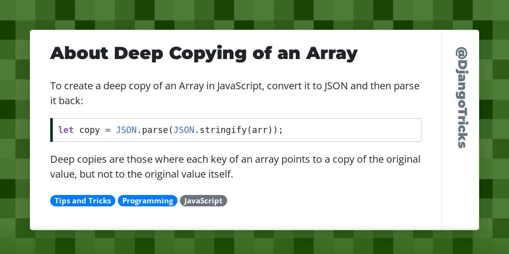 About Deep Copying of an Array