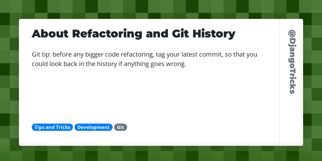 About Refactoring and Git History