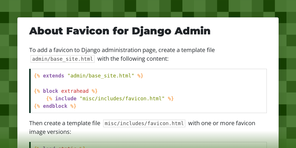 About Favicon for Django Admin