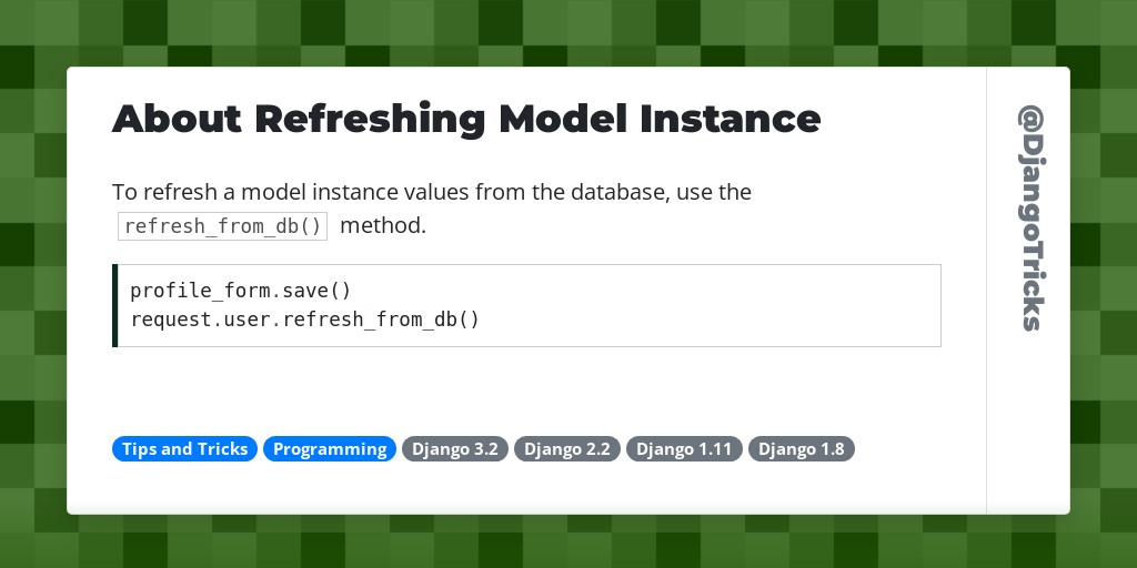 About Refreshing Model Instance