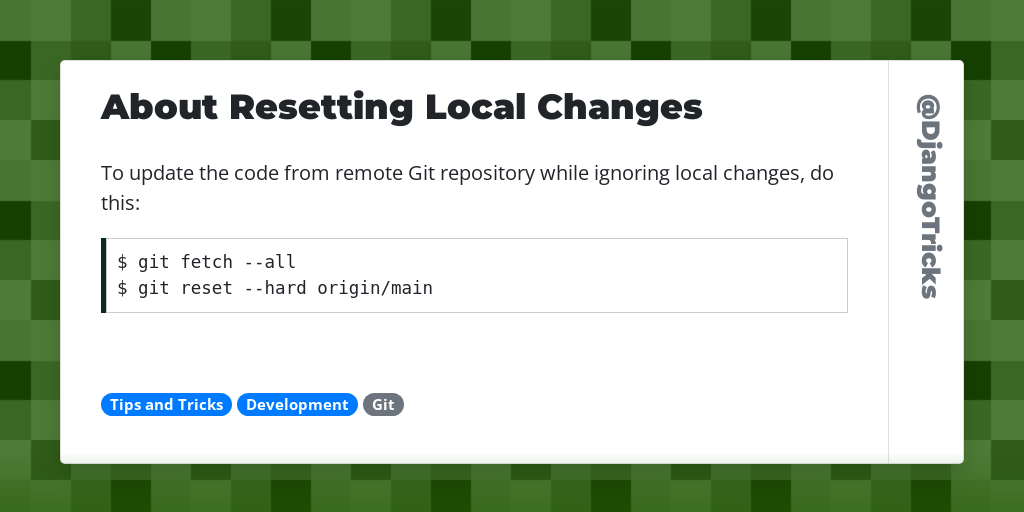 About Resetting Local Changes