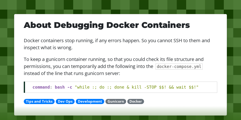 About Debugging Docker Containers