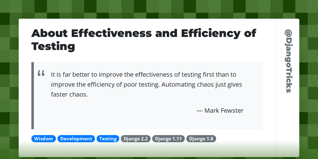 About Effectiveness and Efficiency of Testing