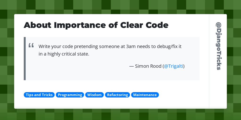 About Importance of Clear Code