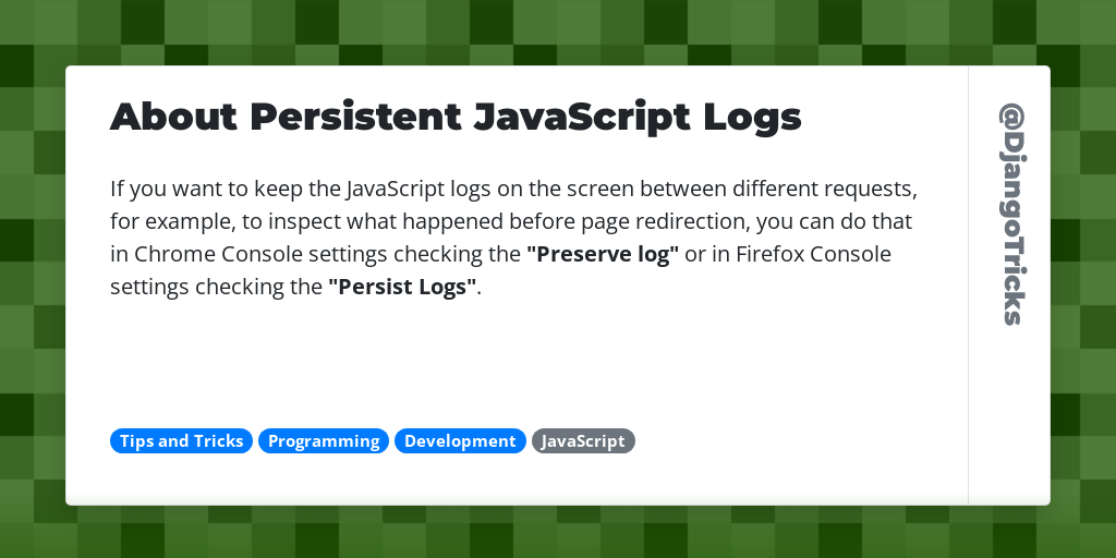 About Persistent JavaScript Logs