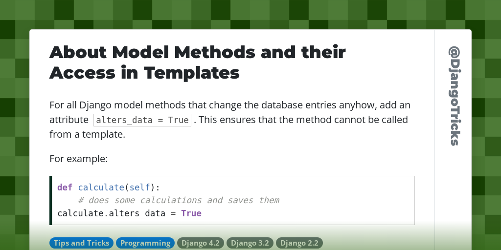 About Model Methods and their Access in Templates