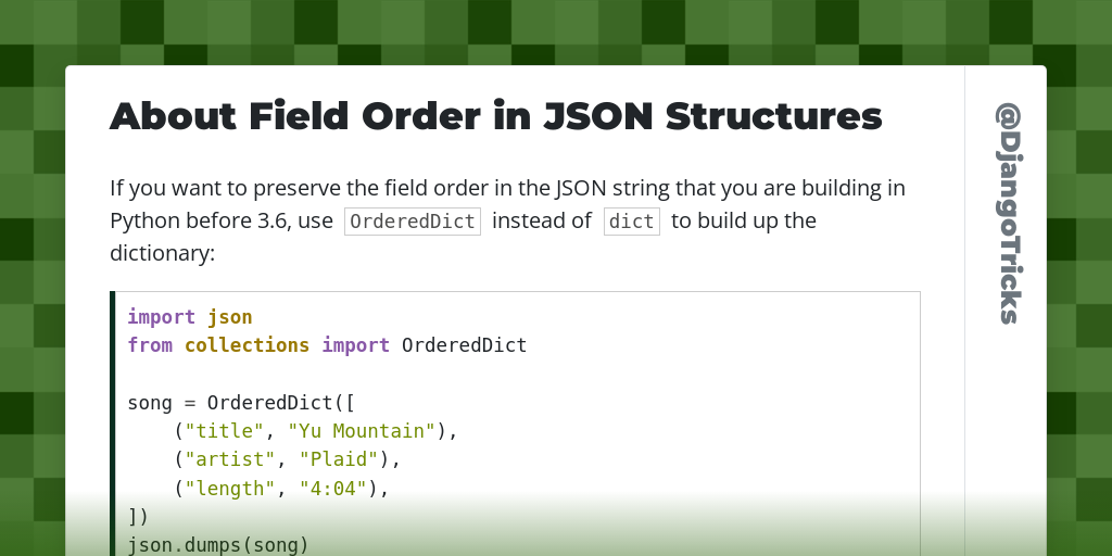 About Field Order in JSON Structures