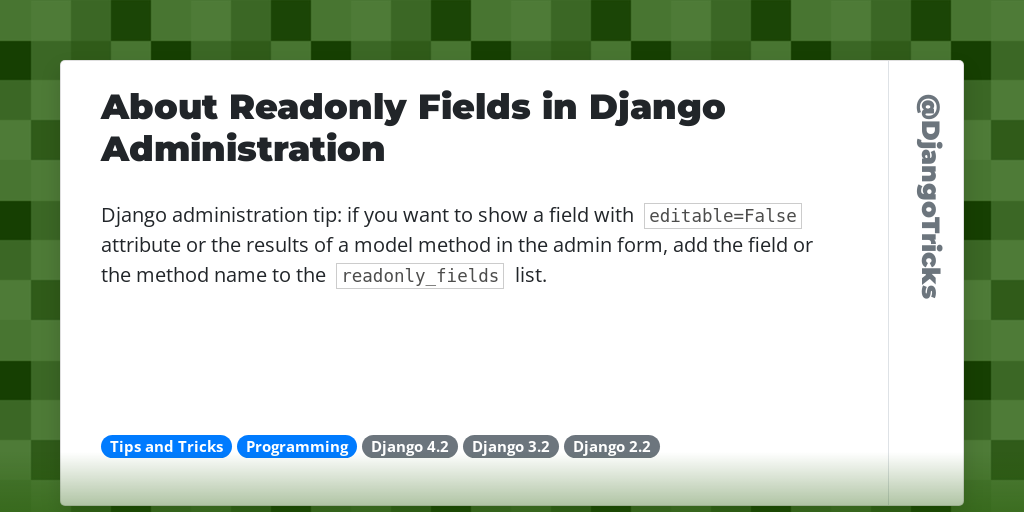 About Readonly Fields in Django Administration