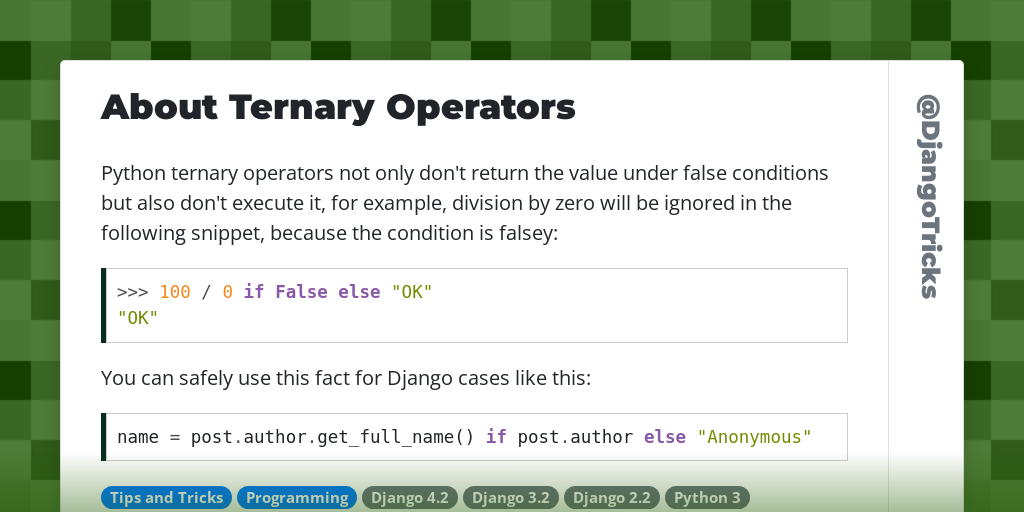 About Ternary Operators