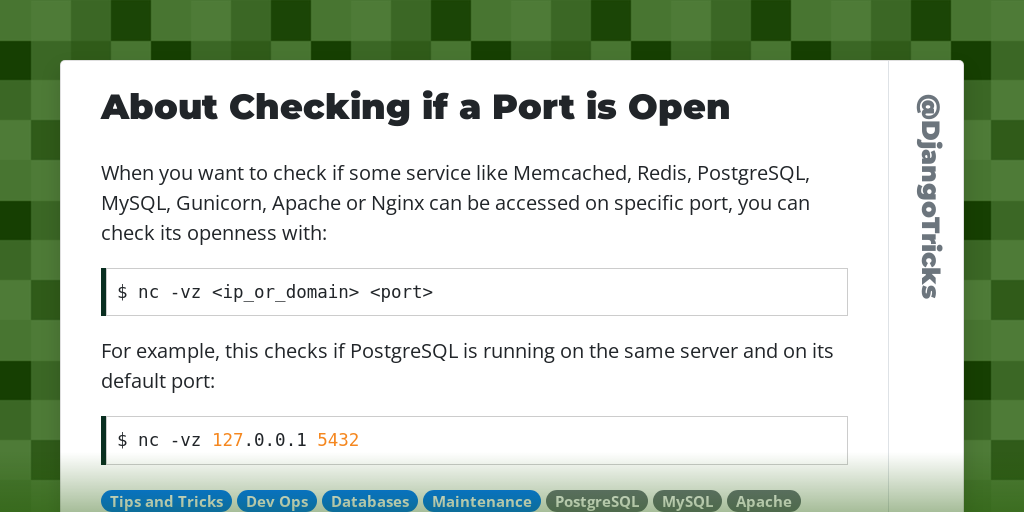 About Checking if a Port is Open