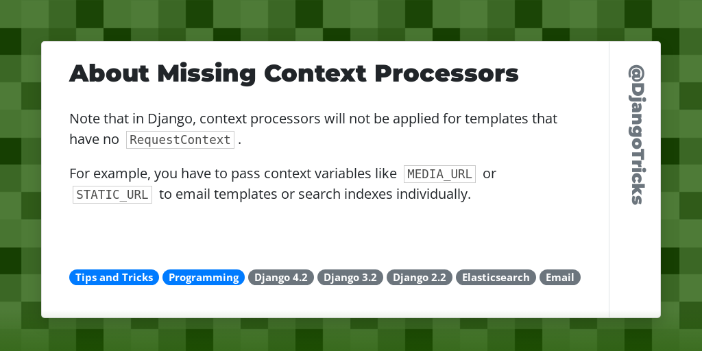 About Missing Context Processors