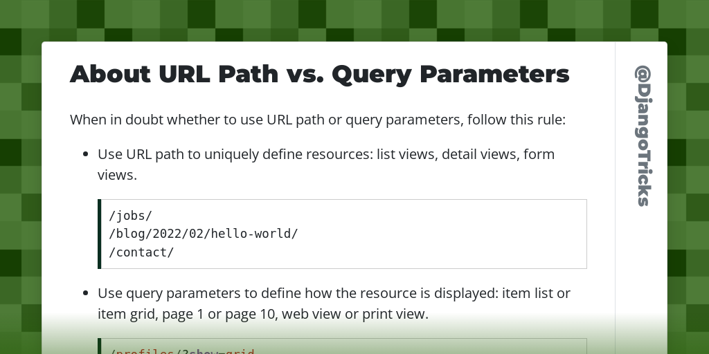 About URL Path vs. Query Parameters