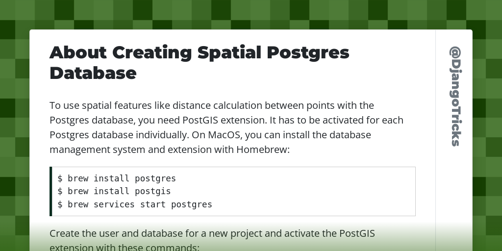 About Creating Spatial Postgres Database