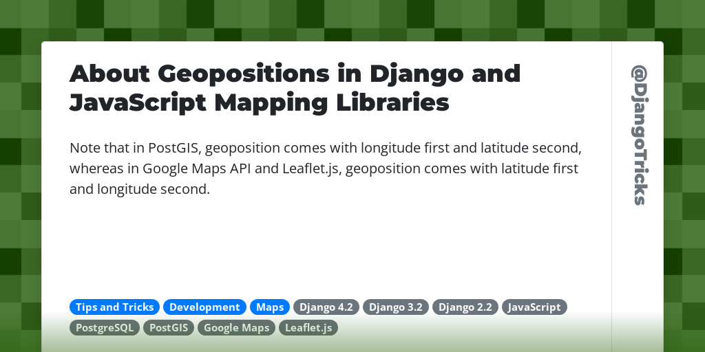 About Geopositions in Django and JavaScript Mapping Libraries