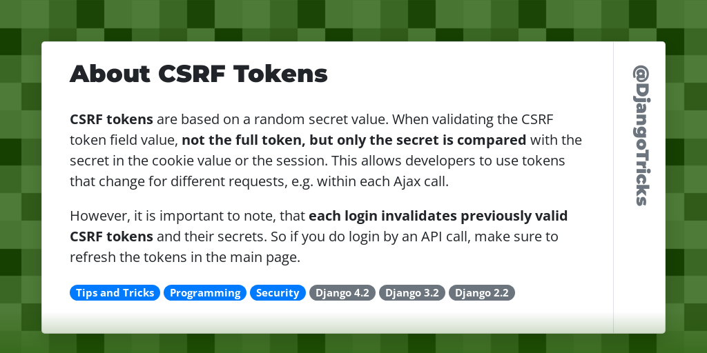 About CSRF Tokens