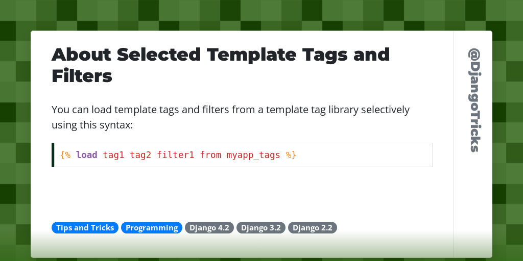 About Selected Template Tags and Filters