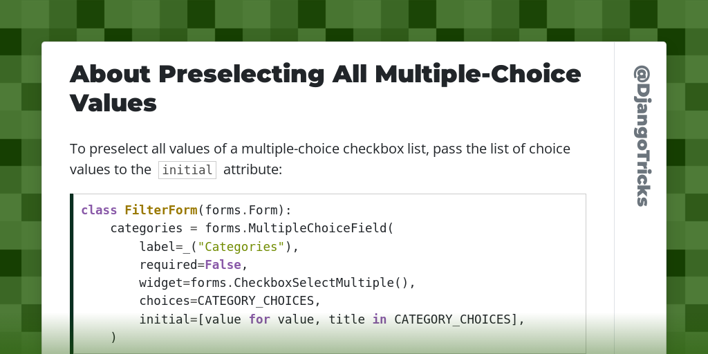 About Preselecting All Multiple-Choice Values