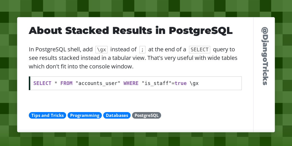 About Stacked Results in PostgreSQL